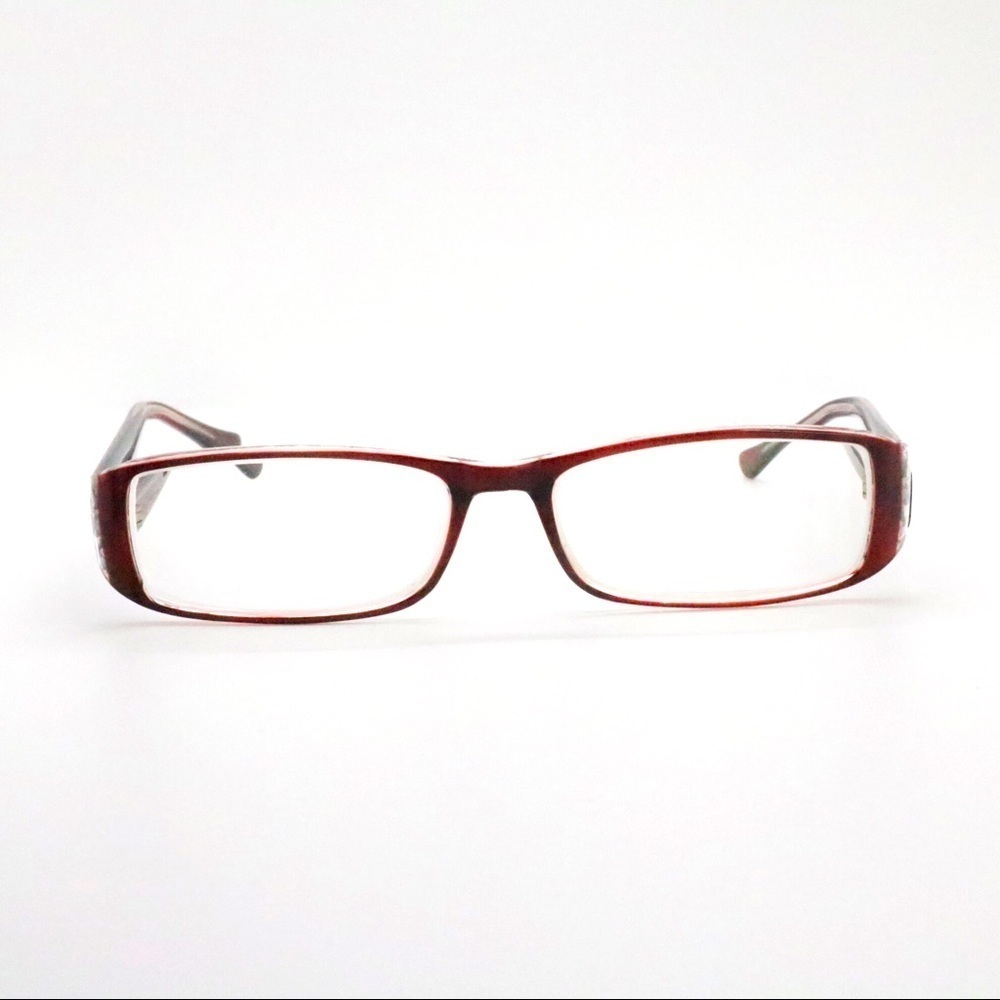 Y2K Plastic Computer Reading Plum Red Rectangular Reading Eyeglasses Frame Asian